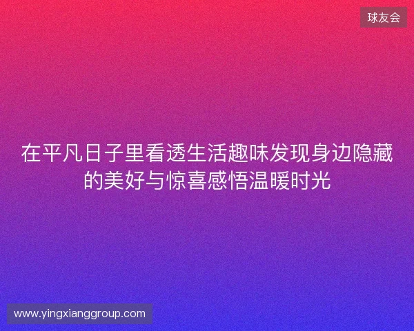 在平凡日子里看透生活趣味发现身边隐藏的美好与惊喜感悟温暖时光